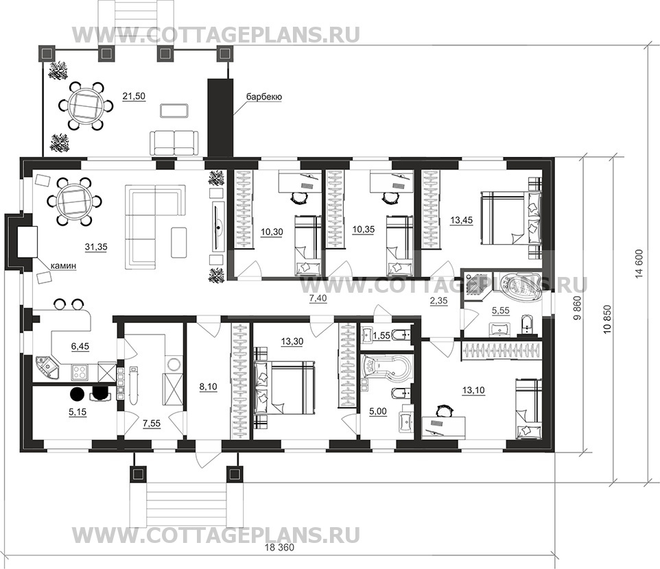 Поэтажные планы проект дома 902-42 общ. площадь 140,90 м2