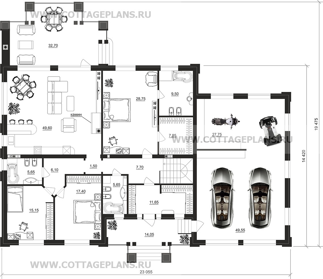 Поэтажные планы проект дома 91-77 общ. площадь 408,45 м2