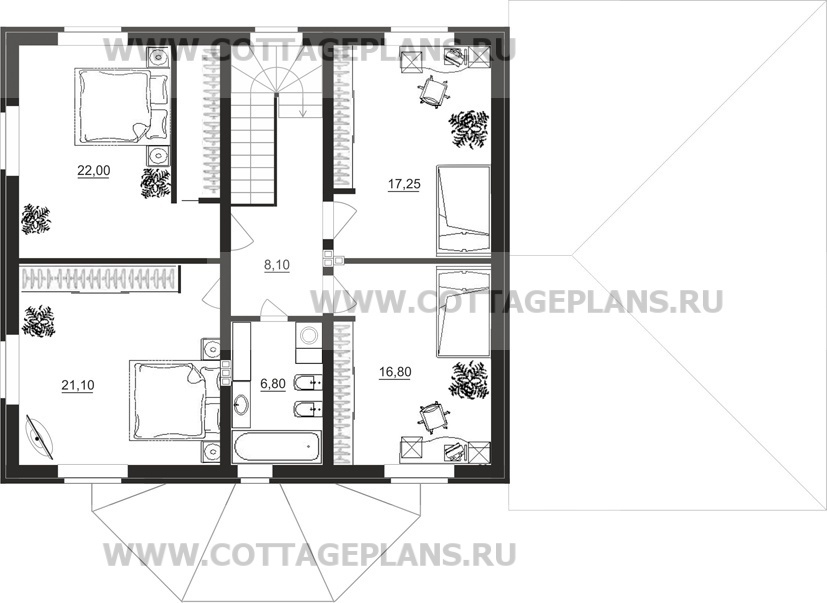 Поэтажные планы проект дома 16-92 общ. площадь 243,55 м2