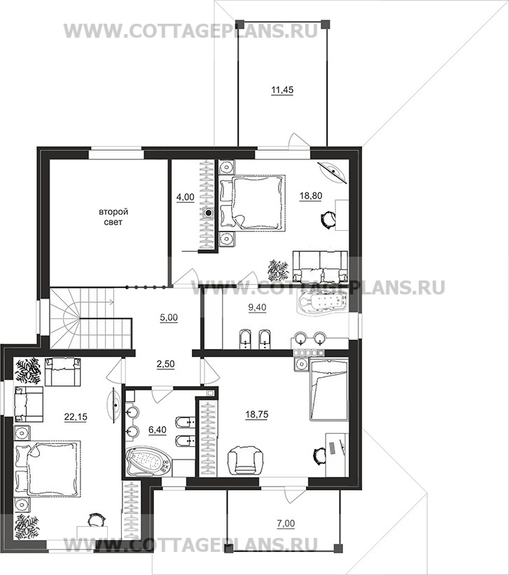 Поэтажные планы проект дома 98-35 общ. площадь 358,15 м2