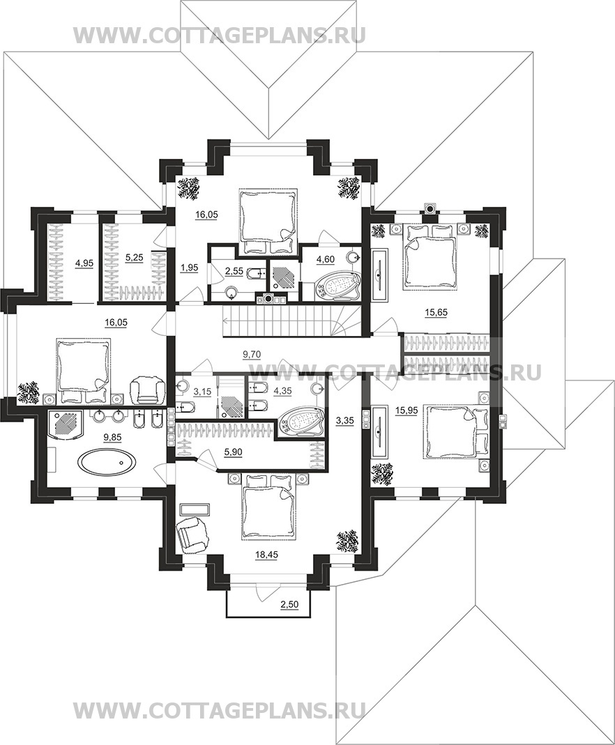 Поэтажные планы проект дома 202-17 общ. площадь 324,25 м2