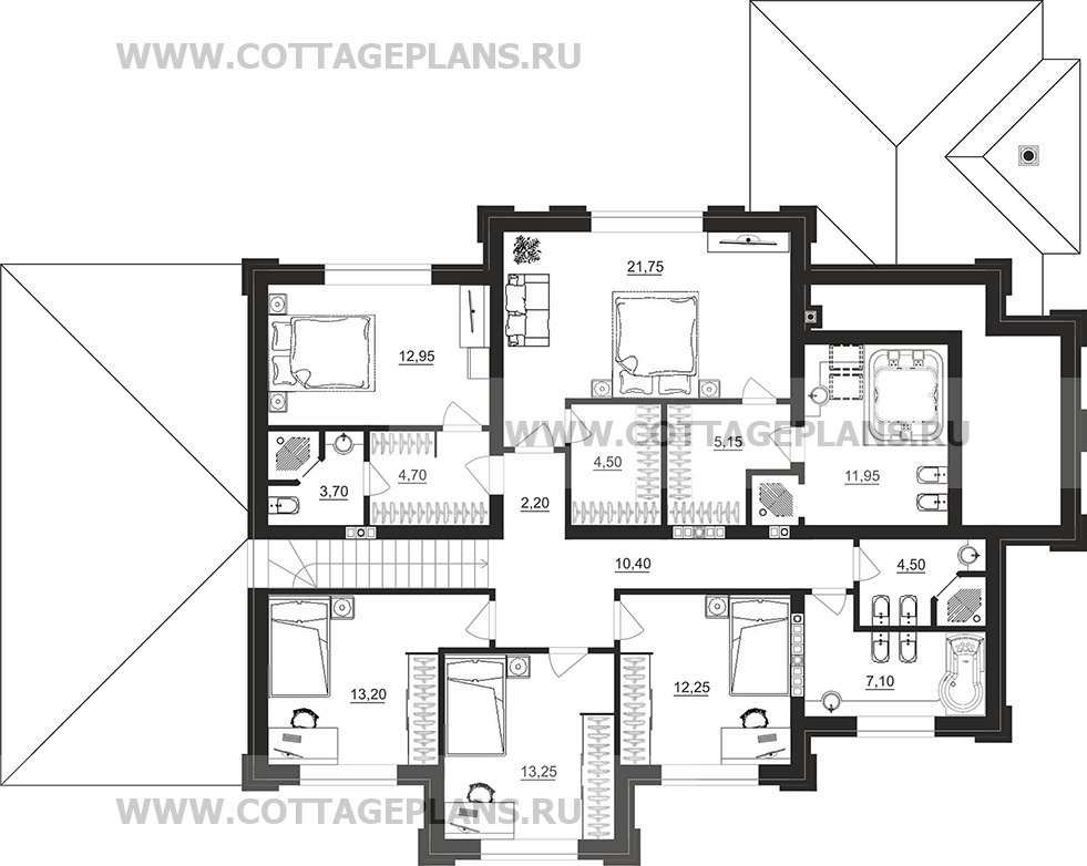 Поэтажные планы проект дома 203-99 общ. площадь 438,70 м2