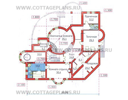 Поэтажные планы проект дома 34-18 общ. площадь 662,8м2