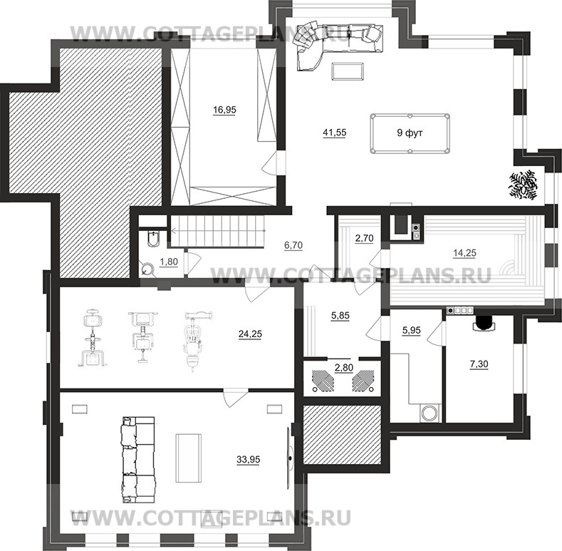 Поэтажные планы проект дома 203-05 общ. площадь 450,80 м2
