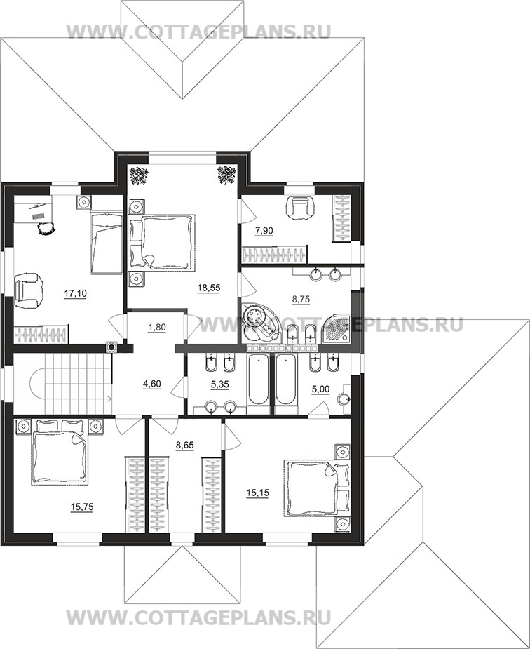 Поэтажные планы проект дома 71-74 общ. площадь 355,80м2
