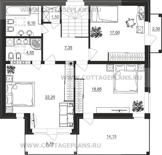 Поэтажные планы проект дома 87-40 общ. площадь 240,10 м2