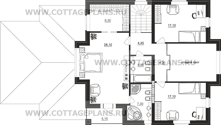 Поэтажные планы проект дома 95-69 общ. площадь 238,15 м2