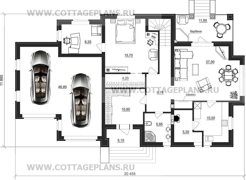 Поэтажные планы проект дома 75-69 общ. площадь 238,15 м2