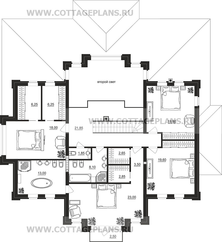 Поэтажные планы проект дома 100-30 общ. площадь 308,65 м2