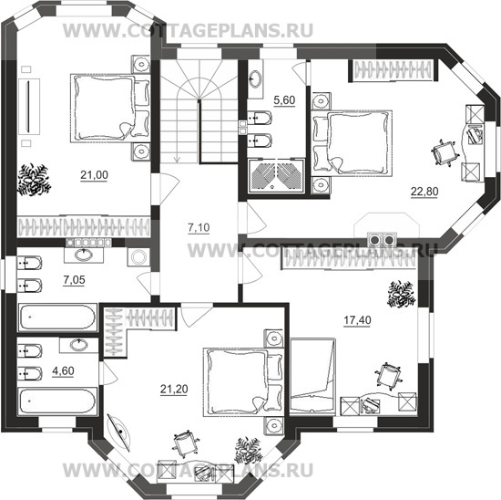 Поэтажные планы проект дома 16-66 общ. площадь 364,40 м2