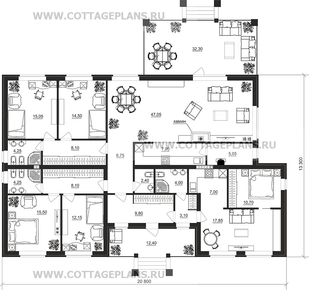Поэтажные планы проект дома 07-02 общ. площадь 203,50м2