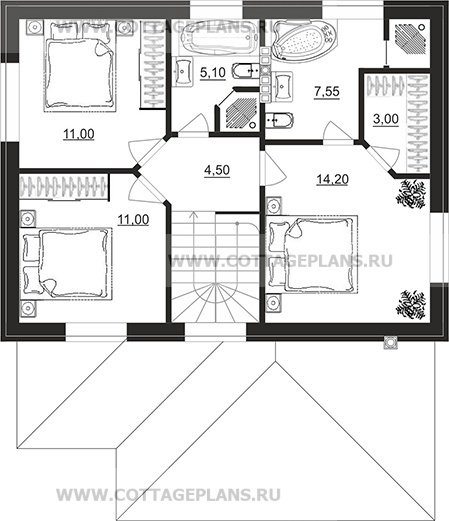 Поэтажные планы проект дома 204-76 общ. площадь 110,45 м2
