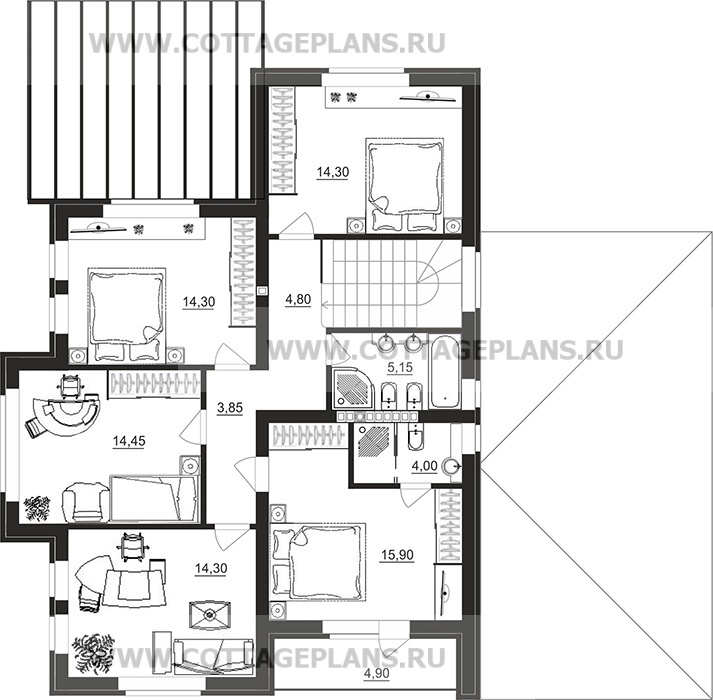 Поэтажные планы проект дома 98-53 общ. площадь 313,95 м2