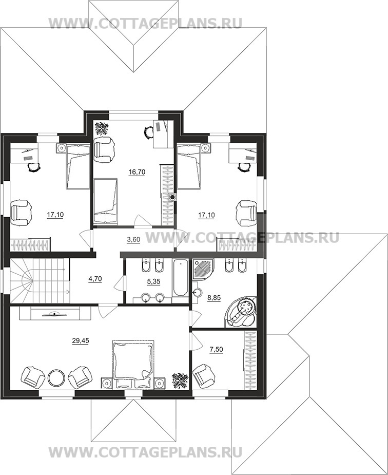 Поэтажные планы проект дома 29-74 общ. площадь 249,65м2