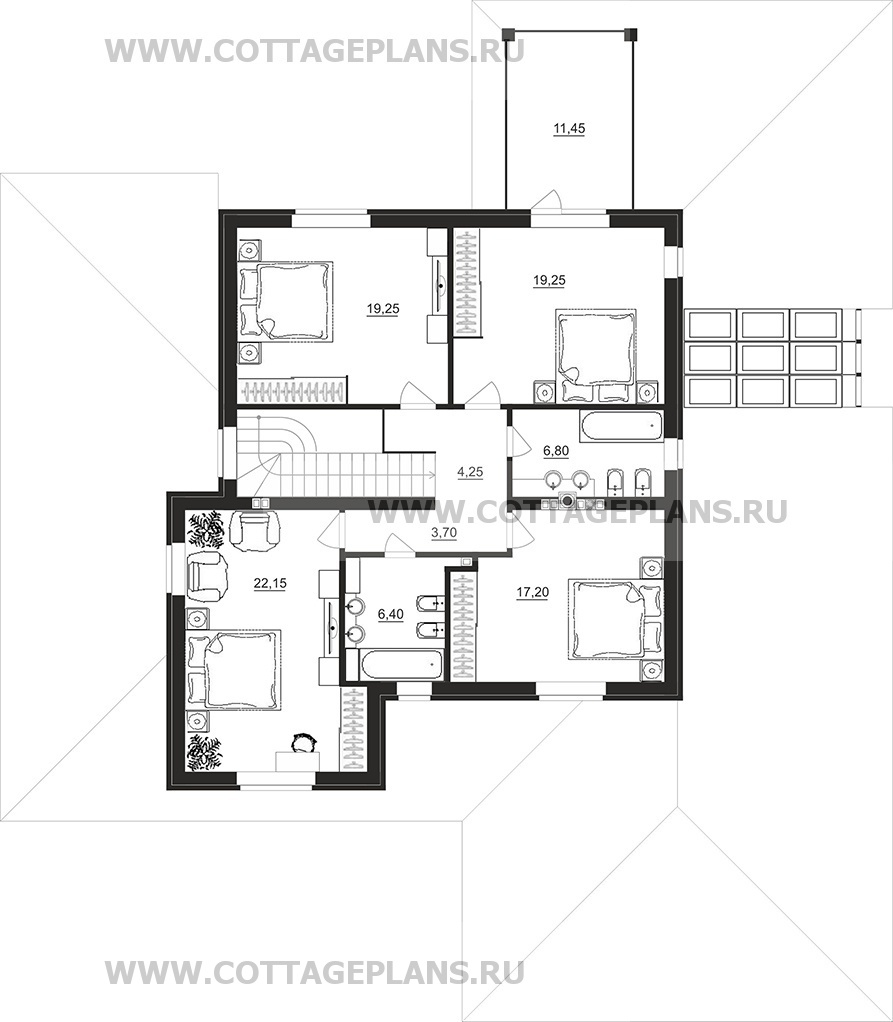 Поэтажные планы проект дома 75-09 общ. площадь 327,45 м2