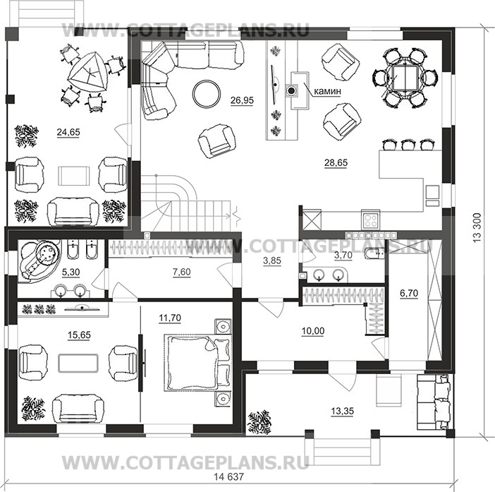 Поэтажные планы проект дома 96-91 общ. площадь 368,90 м2