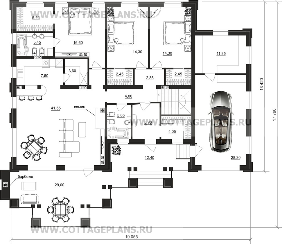 Поэтажные планы проект дома 28-87 общ. площадь 317,00 м2