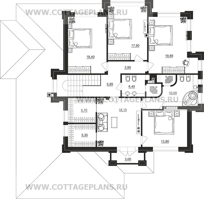 Поэтажные планы проект дома 203-05 общ. площадь 450,80 м2