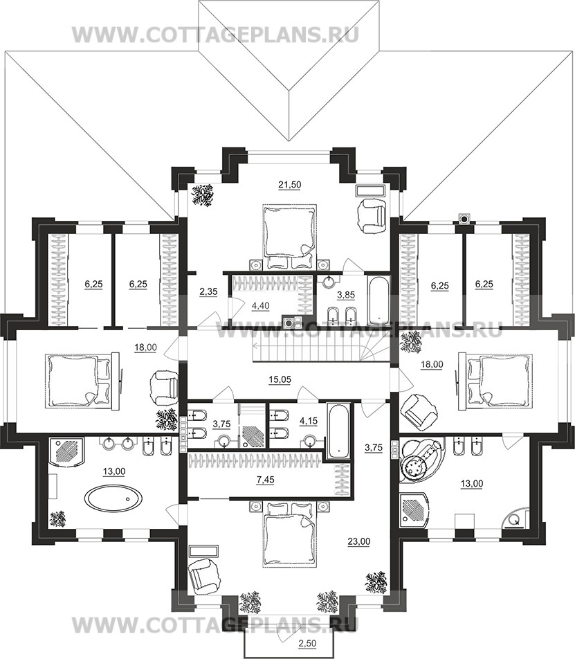 Поэтажные планы проект дома 102-16 общ. площадь 338,10 м2