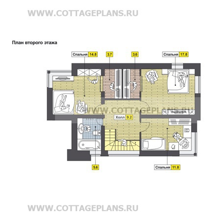 Поэтажные планы проект дома 60-83 общ. площадь 134,06 м2