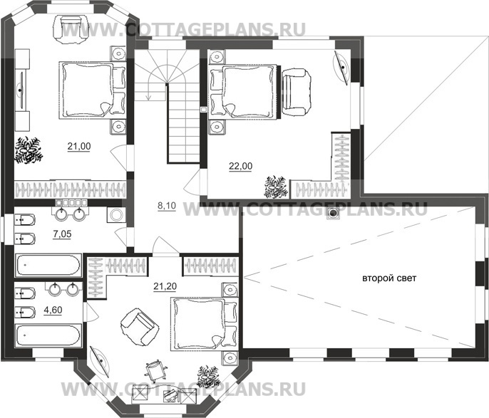 Поэтажные планы проект дома 75-50 общ. площадь 196,80 м2