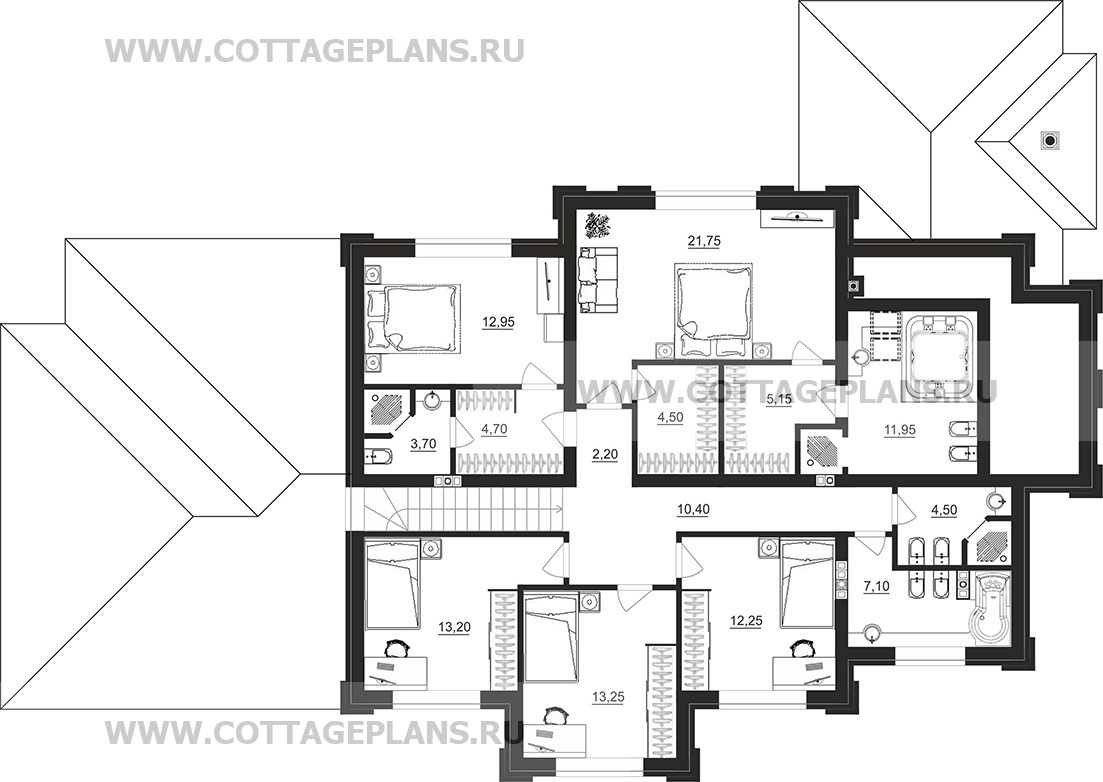 Поэтажные планы проект дома 204-08 общ. площадь 275,45 м2