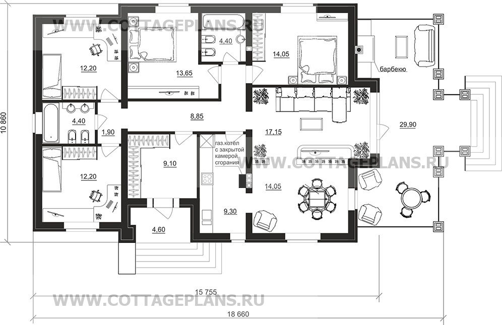 Поэтажные планы проект дома 90-30 общ. площадь 122,55 м2