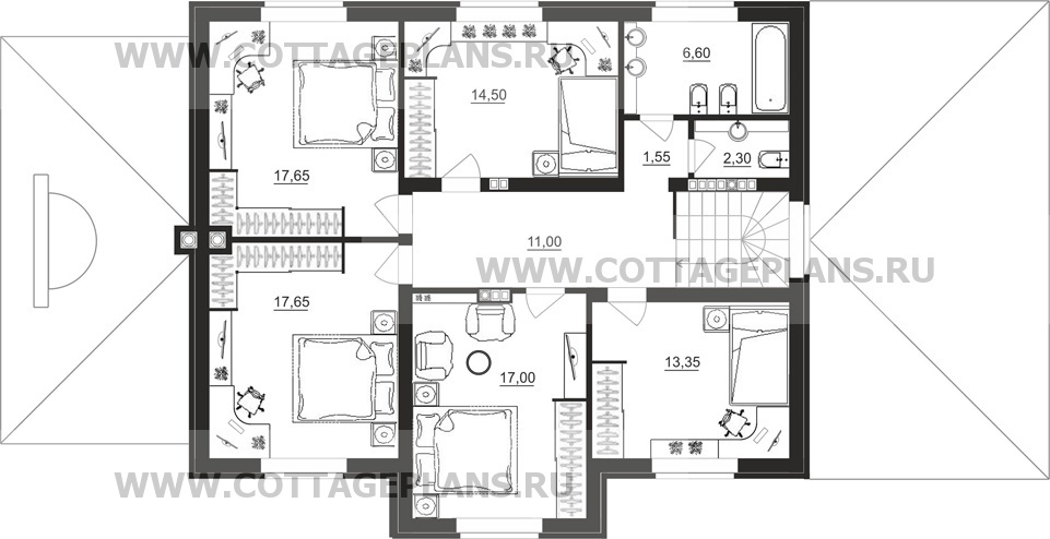 Поэтажные планы проект дома 93-17 общ. площадь 340,15 м2