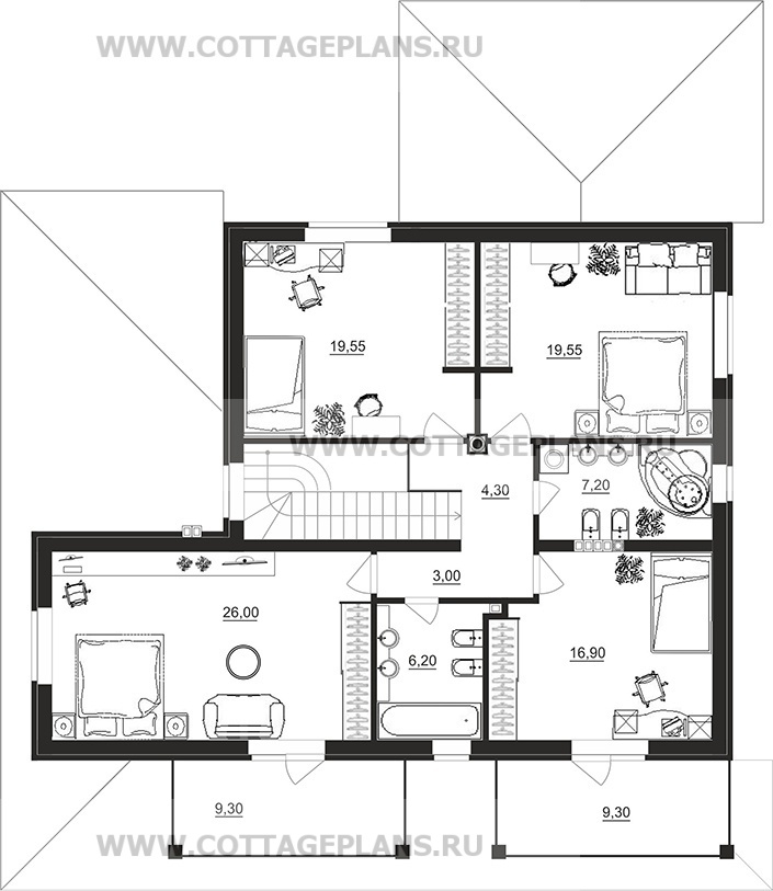 Поэтажные планы проект дома 74-50 общ. площадь 246,15 м2