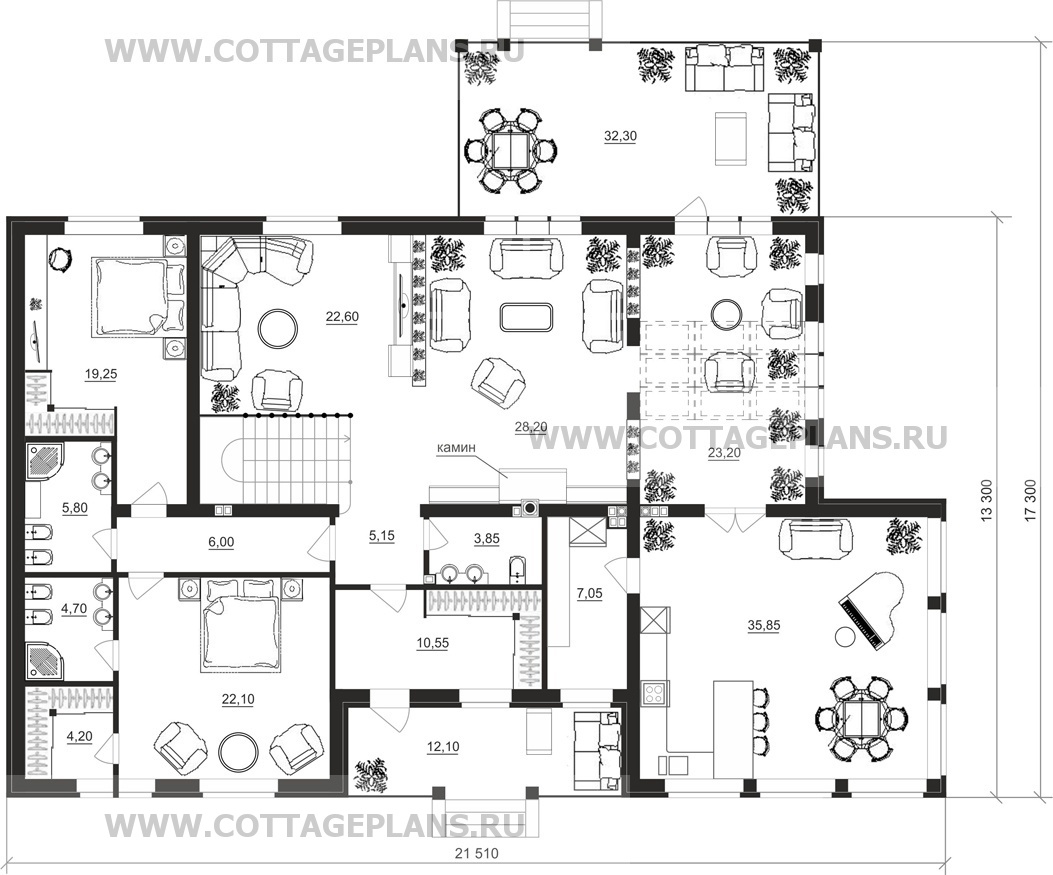 Поэтажные планы проект дома 71-00 общ. площадь 467,85 м2