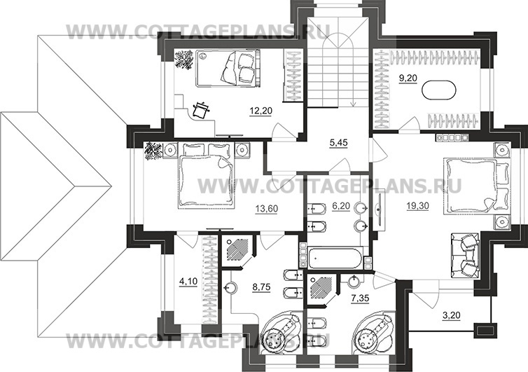 Поэтажные планы проект дома 200-78 общ. площадь 176,45 м2