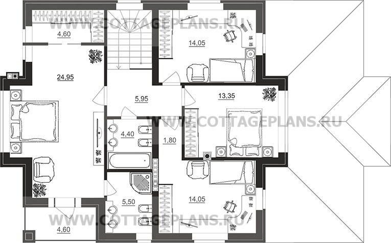 Поэтажные планы проект дома 201-48 общ. площадь 268,95 м2