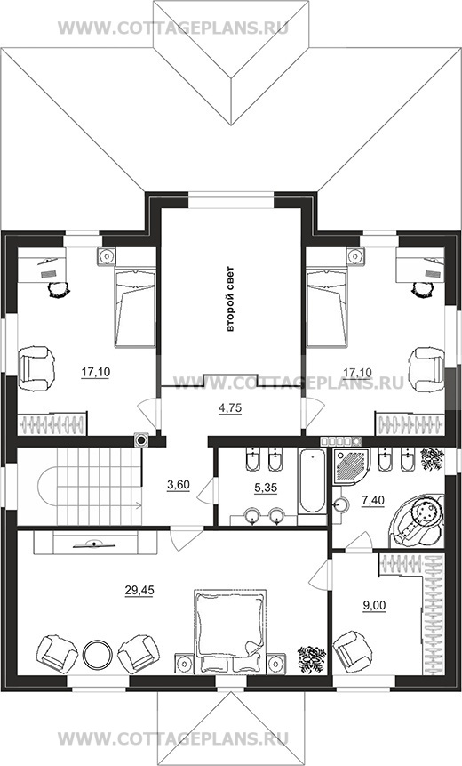Поэтажные планы проект дома 98-02 общ. площадь 287,55 м2
