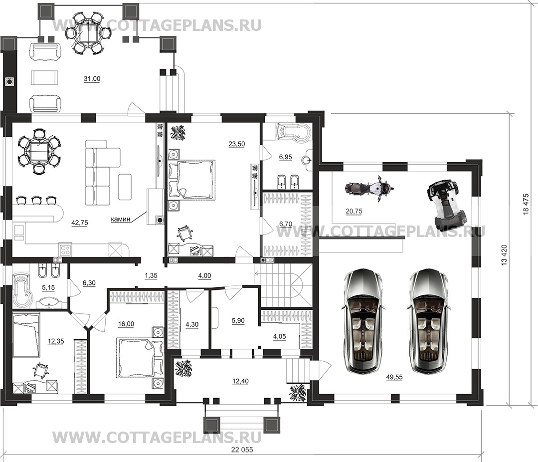 Поэтажные планы проект дома 28-76 общ. площадь 351,15 м2