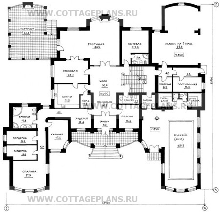 Поэтажные планы проект дома 47-38 общ. площадь 1187,7 м2