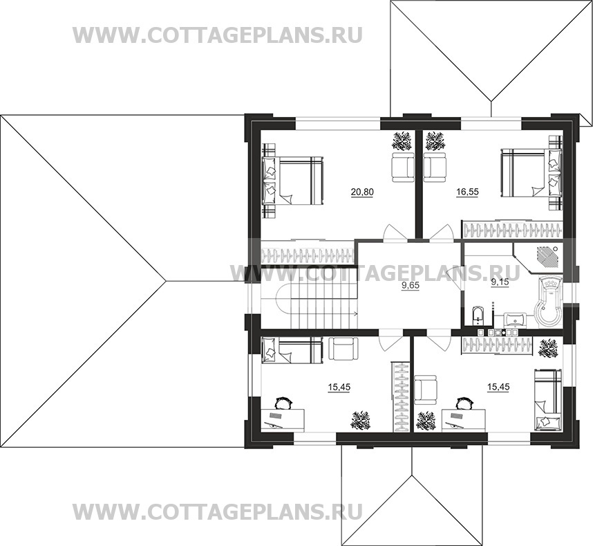 Поэтажные планы проект дома 206-55 общ. площадь 232,55м2