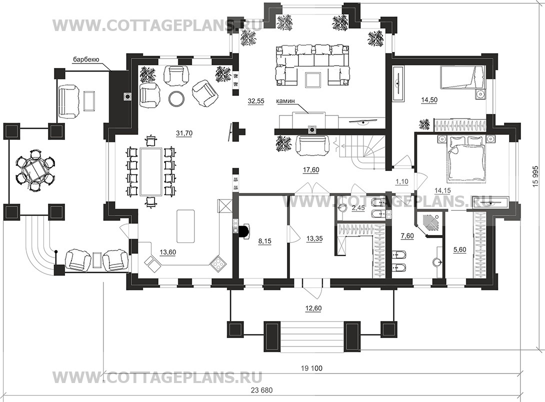 Поэтажные планы проект дома 200-36 общ. площадь 319,05 м2