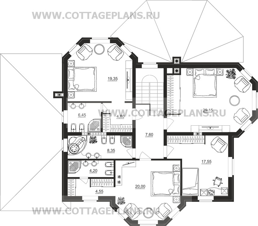 Поэтажные планы проект дома 96-10 общ. площадь 382,00 м2