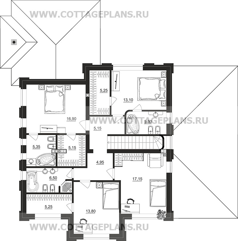 Поэтажные планы проект дома 204-26 общ. площадь 245,20 м2