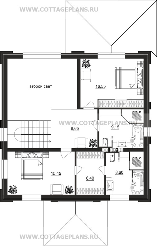 Поэтажные планы проект дома 206-45 общ. площадь 153,95 м2