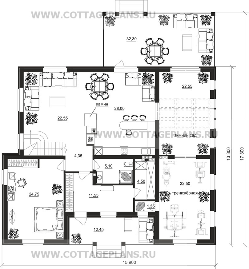 Поэтажные планы проект дома 16-69 общ. площадь 389,20 м2