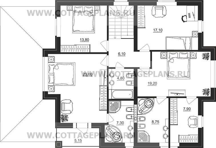 Поэтажные планы проект дома 29-98 общ. площадь 233,55 м2
