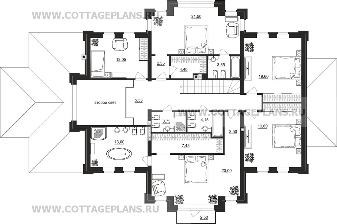 Поэтажные планы проект дома 200-36 общ. площадь 319,05 м2