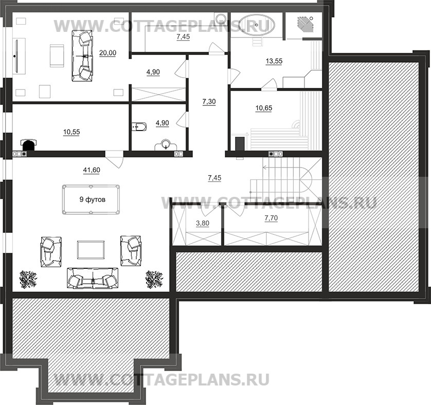 Поэтажные планы проект дома 28-87 общ. площадь 317,00 м2