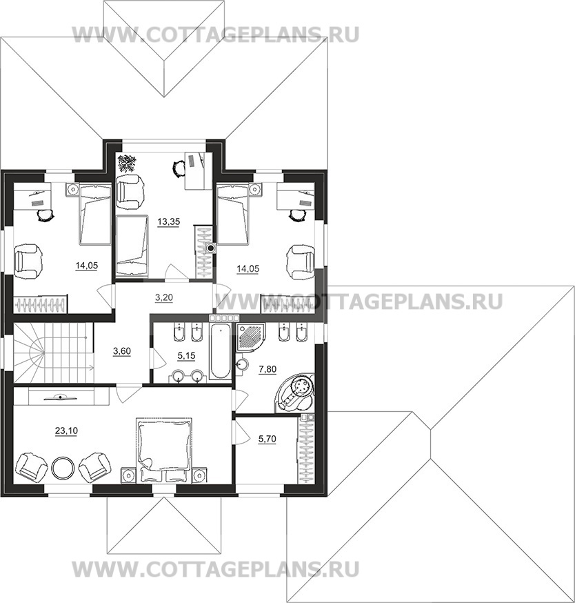 Поэтажные планы проект дома 29-76 общ. площадь 233,05 м2