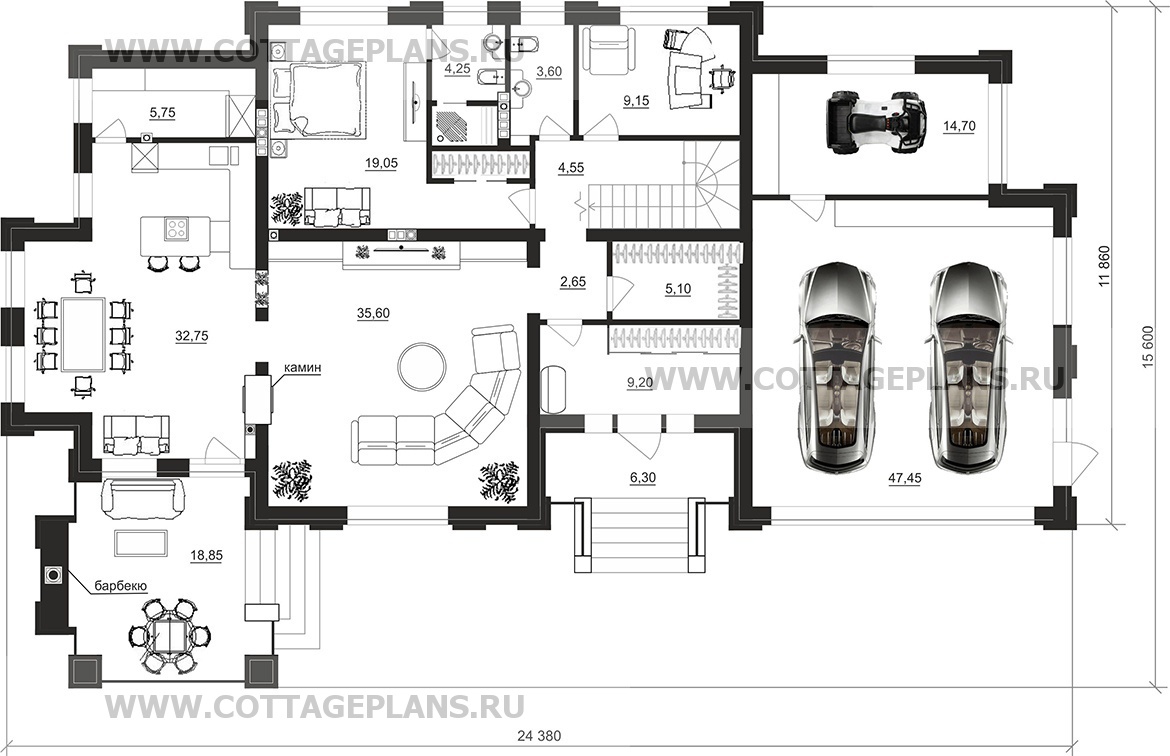 Поэтажные планы проект дома 203-57 общ. площадь 443,55 м2