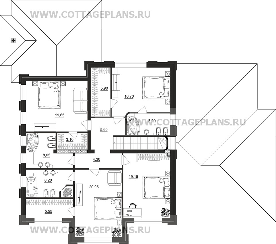Поэтажные планы проект дома 205-33 общ. площадь 387,05 м2
