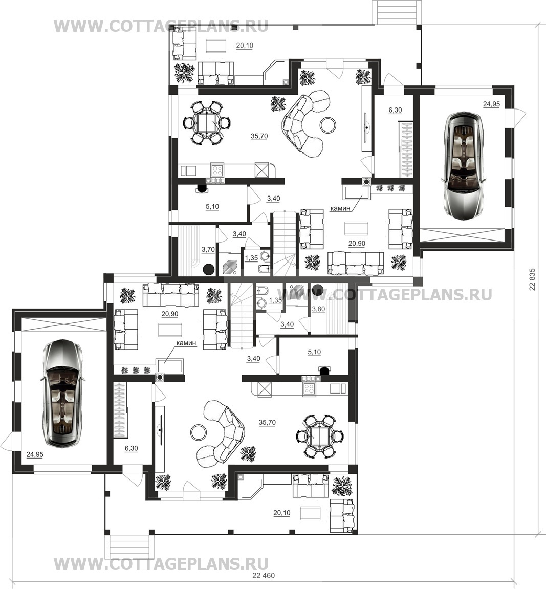 Поэтажные планы проект дома 18-01 общ. площадь 364,70 м2