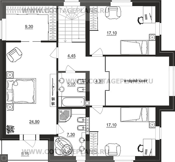 Поэтажные планы проект дома 95-54 общ. площадь 183,60 м2