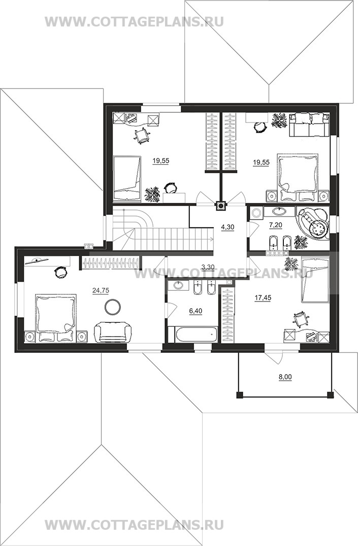 Поэтажные планы проект дома 92-06 общ. площадь 286,85 м2
